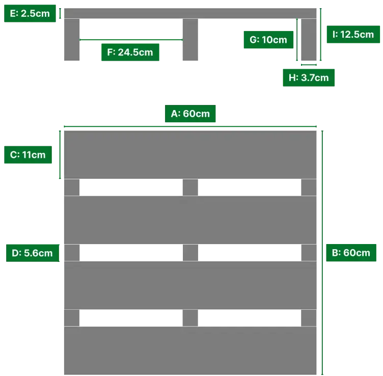 Measures of the pallet op660 EP